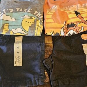 Jumping Beans Kids 3T Black Shorts and Graphic Tee Matching Set